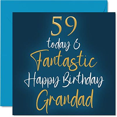 Fantastic 59th Birthday Cards for Grandad - 59 Today & Fantastic - Happy Birthday Card for Grandad from Grandson Granddaughter, Grandad Birthday Gifts, 145mm x 145mm Birthday Greeting Cards