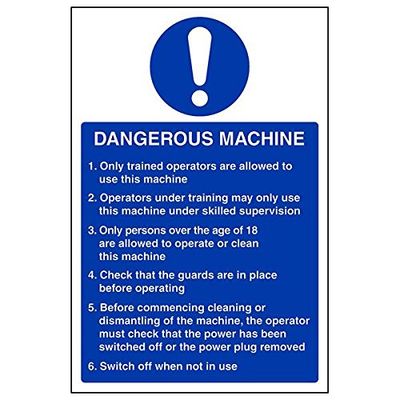 VSafety 44006AU-S'Dangerous Machine notice" skylt, porträtt, 200 mm x 300 mm (förpackning med 3)