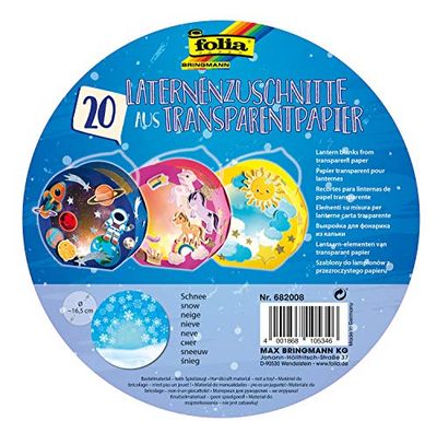 folia 682008 - Lantaarn op maat gesneden sneeuw, van transparant papier 115 g/m² voor ronde lantaarns, Ø 16,8 cm, 20 stuks, voor het knutselen van individuele lantaarns