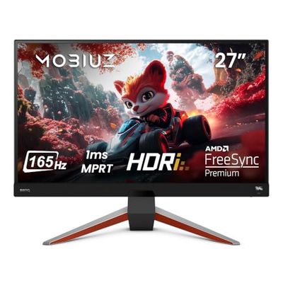 BenQ MOBIUZ EX2710Q Monitor Gaming 27” QHD IPS, 165Hz, 1ms, HDRi, HDR400, 95% P3, Light Tuner, FreeSync Premium, Compatible 120Hz para Xbox Series X, Eye-Care, Altavoces 2,5W