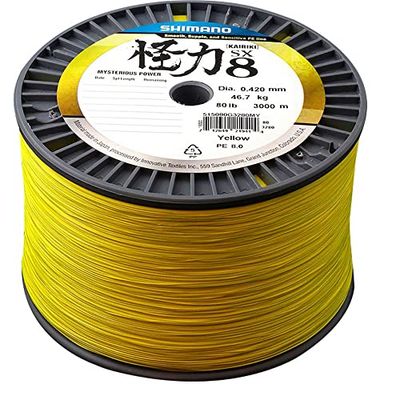 SHIMANO 59WPLM98S48 Line Kairiki 8 3000m 0.06mm 5.3kg Yellow General hardlines Products, Multicolor