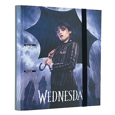Grupo Erik - Classeur A4 2 Anneaux Mercredi Addams | Classeur Rigide 2 Anneaux, Format 27 x 32 cm | Fournitures Scolaires, Organiseurs, Fournitures de Bureau
