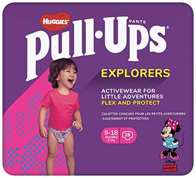 Huggies Pull-Ups, Explorers for Girls, 9-18 Months - Breathable Nappy Pants to Support Potty Training - Flex and Protect for All-Round Comfort, Pack of 28