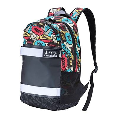 187 Killer Pads Standard Issue Rugzak met Skateboard Riemen, Meerkleurig, Eén maat