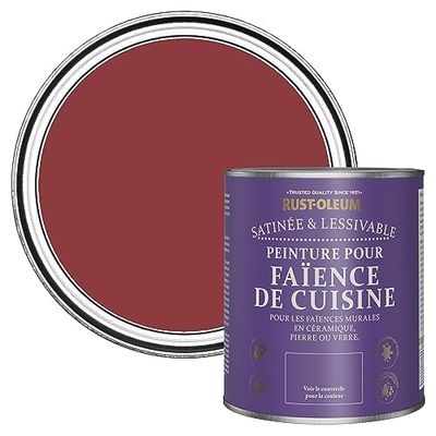 Rust-Oleum Peinture Rouge Résistante à l'eau pour Faïence de Cuisine, Finition Satinée - Bordeaux 750ml