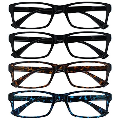 OPULIZE The Reading Glasses Company Black Brown Blue Readers Value 4 Pack Designer Style Mens Womens RRRR92-1123 +3.50
