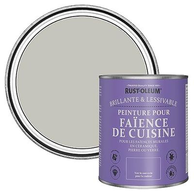 Rust-Oleum Peinture Grise Résistante à l'eau pour Faïence de Cuisine, Finition Brillante - Brume 750ml