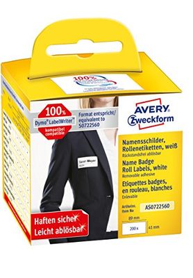 Avery España AS0722560. Rollo de 200 Identificativos adhesivos blancos , 41x89mm