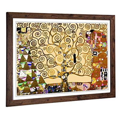 Big Box Art Framed Print of Gustav Klimt The Tree of Life Design | Wall Art Picture | Home Decor for Kitchen, Living, Dining Room, Bedroom, Hallway, Office, Walnut, A2 / 24.5x18 Inch / 62x45cm