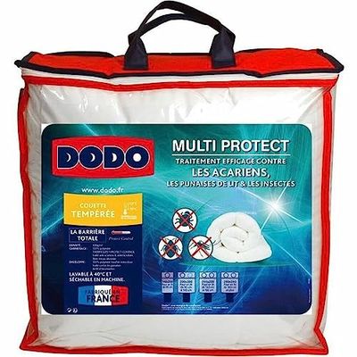 DODO | Temperat täcke mot dammkvalster och vägglöss 240 x 260 | för säng för 2 personer | flerskyddande täcke | mjukhet och skydd | Tillverkad i Frankrike | Maskintvättbar vid 40 °C