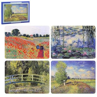 The Leonardo Collection Set di 4 tovagliette antiscivolo lavabili per sala da pranzo, design di Claude Monet, set di 4 tovagliette stampate