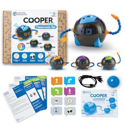Learning Resources Cooper Robot STEM Ensemble de Classe LER3118, Codage sans Écran, Dès 5 Ans, Jeu Collaboratif, Matériel Pédagogique pour École