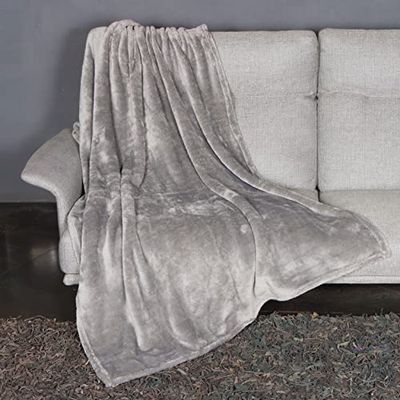 Kanguru Soffice plaid divano in microfibra, morbido pile Fluffi Grigio, 130x170cm, Simpatico copriletto singolo, coperta per divano. Idea regalo Natale o Compleanno per tutti