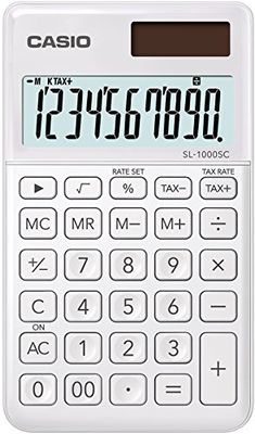 Casio SL-1000SC-WE Calcolatrice Tascabile, Bianco