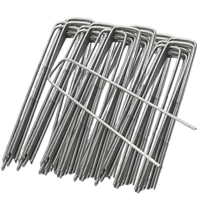 FLONATUR - Grapas para Césped Artificial - 25 Piquetas sin Arandelas - Mallas Antihierba - Piquetas Camping Suelo Duro - Clavos Jardín - Anclaje Suelo - Metal - 3mm - 15x3x15cm