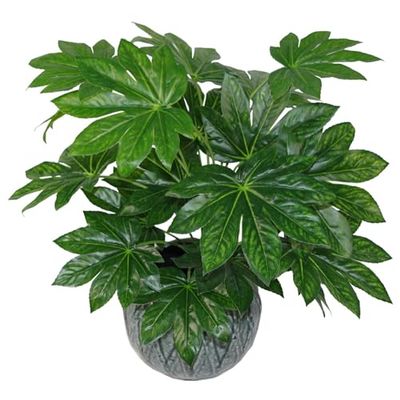 Leaf Planta artificial japonesa de aralia de folha de 60 cm, vaso de plástico preto