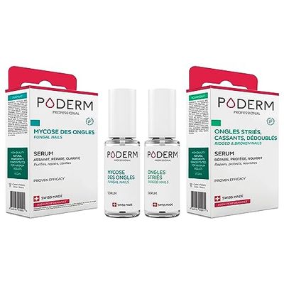 PODERM - LOT 2 PRODUITS | 2 Best Sellers | MYCOSE ONGLE TRAITEMENT + ONGLES CASSANTS, STRIÉS ET FRAGILISÉS - Plantes exceptionnelles BIO | Soin professionnel pied/main |Facile & rapide |Swiss Made