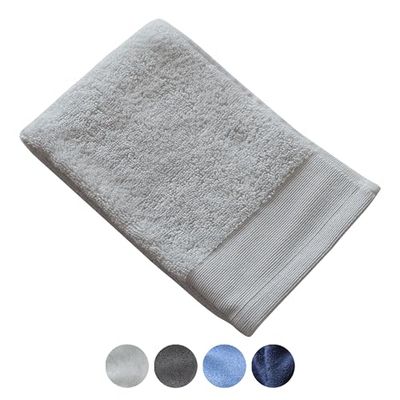 Jean & Len Serviette Invité en 100% Coton Bio, Gris Clair, avec Boucle de Suspension, Certifiée Oeko-Tex et Gots, Design Moderne et Intemporel, 30 x 50 cm