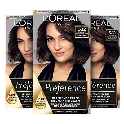 L'Oréal Paris Préférence 3.12 Intensive Cool Dark Brown Toronto Pack of 3 x 183 g