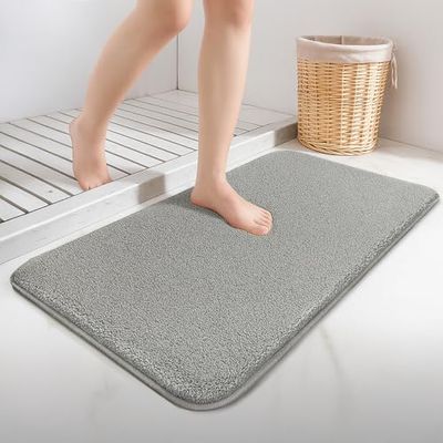VOUNOT® Tappeto Bagno Antiscivolo 60x90 cm, Tappetino Super Assorbente in Microfibra Extra Spesso, Lavabile in Lavatrice, Soffice e Morbido, Grigio