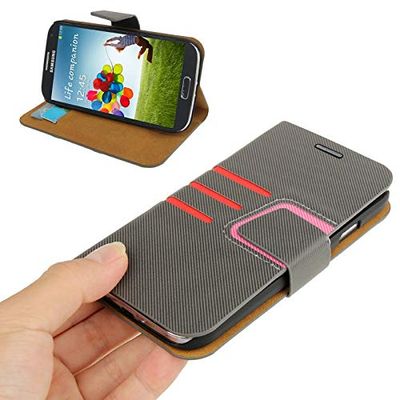 Carcasa de telefono Denim Texture Horizontal Flip Funda de Cuero con Ranura for Tarjeta de crédito y Soporte for Galaxy S IV / i9500 (Azul) (Color : Color1)