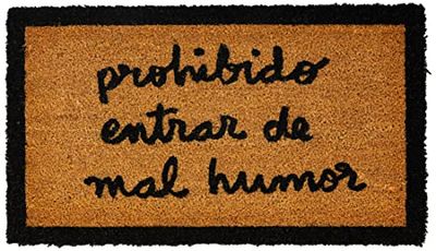 Laroom Doormat with Spanish-language design, Jute, Red, 120 x 180 cm