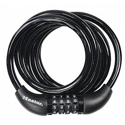 MASTER LOCK Cadeado de bicicleta, 1, 8 m cabo, combinação, exterior 8221 EURDPRO, para bicicleta, skate, passagem, corta-relvas e outro equipamento