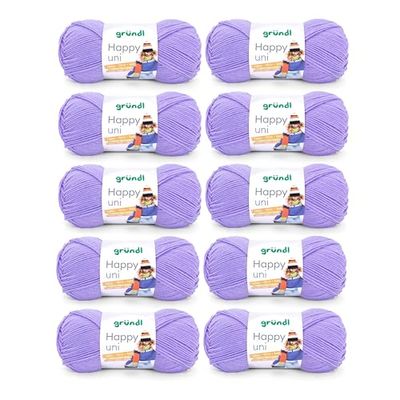 Gründl “Happy Uni”, 10x balls of 100 g knitting yarn, 100% acrylic, 40 cm x 39 cm x 9 cm, 100% Polyacrylic, purple, 40 x 39 x 9 cm
