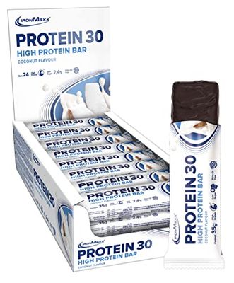 Protein 30 Protein Bar Coconut - 24 x high-Protein Snacks, 35g, Reduced Sugar, 30% Protein Content, Delicious Snack with a Delicate Cream Filling