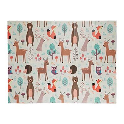 Relaxdays Tapis de Jeux bébé, Animaux de la forêt, sans substances nocives, Lavable, HLP 1x195x150 cm, Mousse, coloré