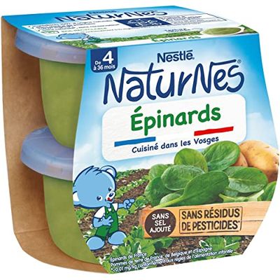 Nestlé Naturnes Petits Pots Bébé Epinards - Dès 4/6 mois - 2x130g