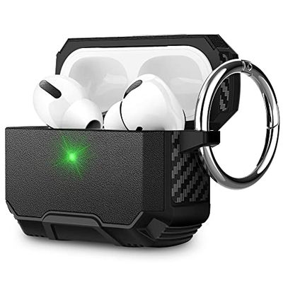 Epxee Case for AirPods Pro, [Front LED Visible] [Wireless Charging] Case for AirPods Pro 2019 Protective Case - Matte Black