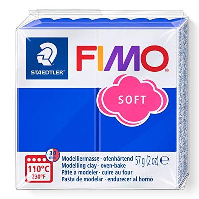 STAEDTLER 8020-33 FIMO Soft Oven-Hardening Polymer Modelling Clay - Brilliant Blue (1 x 57g Block)