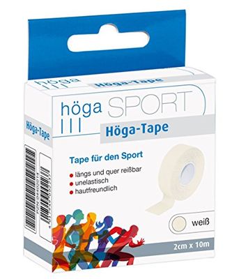 Höga Höga-Tape Ruban adhésif non élastique pour bandages aux articulations, ligaments et muscles Blanc 2 cm x 10 m