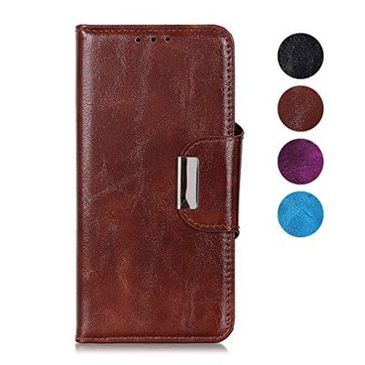 BRAND SET Funda para OPPO A52 Cartera Estilo Flip de Piel Sintética Funda con Seguro Cierre de Cierre Magnético y Función de Soporte Adecuado Carcasa para OPPO A52(Marrón)