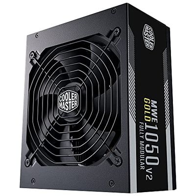 Cooler Master MWE 1050 Gold V2 Fully Modular PSU (UK Plug) - 80 PLUS Gold 1050W Power Supply Unit, Flat Black Cabling, 140mm FDB Fan