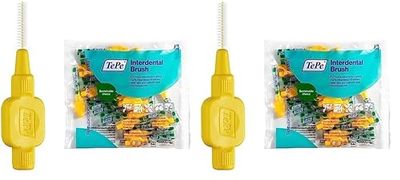 Cepillo interdental TePe, Original, amarillo, 0,7 mm/ISO 4, 20 ud., limpieza interdental eficaz, eliminación de placa e hilo dental para espacios reducidos (Paquete de 2)