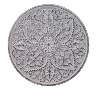 Mandala, rond, gesneden, hout, 65 cm (koper en wit)