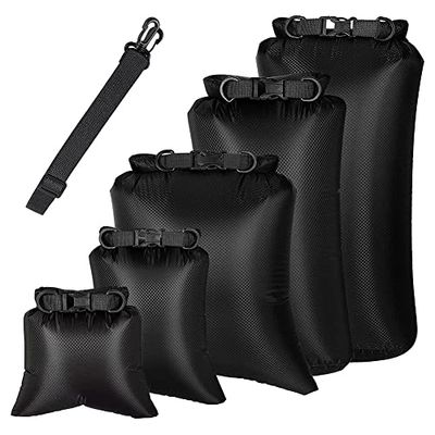 Huusuei Set van 6 waterdichte zakken voor kajakken, boten, droge tas, outdoor opslag voor strand, kamperen, zwemmen, wandelen, zwart