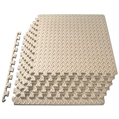 ProsourceFit Puzzel oefenmat ½ inch, EVA in elkaar grijpende schuimvloertegels voor thuissportschool, mat voor thuistrainingsapparatuur, vloervulling voor kinderen, crème, 60 x 60 x 60 cm, 6 vierkante