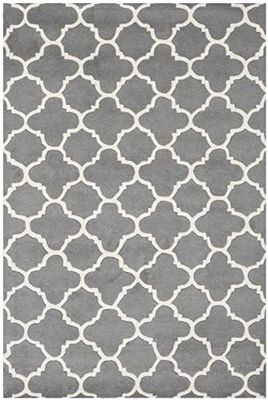 Safavieh Sarabeth Area tapijt, handgetuft wollen tapijt in donkergrijs/ivoor, 91 x 152 cm