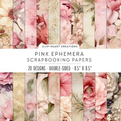 Pink Vintage Ephemera Floral Scrapbook Paper:For Scrapbooking, Double Sided Craft Paper, Decorative DIY Junk Journals, Decoupage