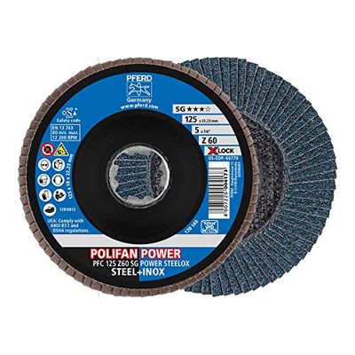 PFERD Placca a lamelle Polifan Power, 10 pezzi, 125 mm, Z60, X-Lock (22,23 mm), SG STEELOX, 67786126 – per la massima convenienza grazie alla rottura aggressiva