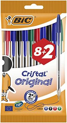 BiC Cristal - 8 + 2 penne a sfera, tratto medio