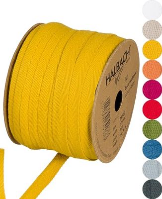Halbach Seidenbänder 24500 Ruban en coton - 10 mm x 30 m - Pour travaux manuels - Vendu au mètre - Ruban en tissu pour décorations - Ruban tissé 100% coton - Pour bricolage, artisanat, couture