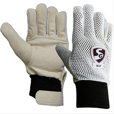 SG Inre handskar test | Multicolor | Professionell kvalitet vadderade handskar | Superior Finger Protection | Bekväm och hållbar våthållfast handskar för junior cricketers