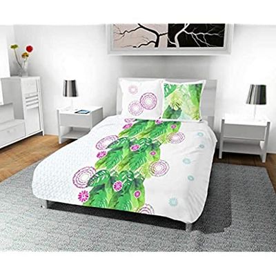 Soleil d'ocre Tahiti Duvet Cover Set, Cotton, White, 260 x 240 cm