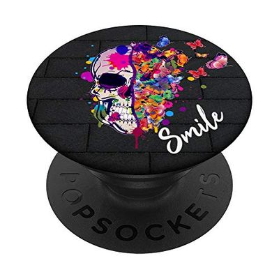 Smile Phone Grip Holder for Girls Cute Skull and Butterfly PopSockets Support et Grip pour Smartphones et Tablettes