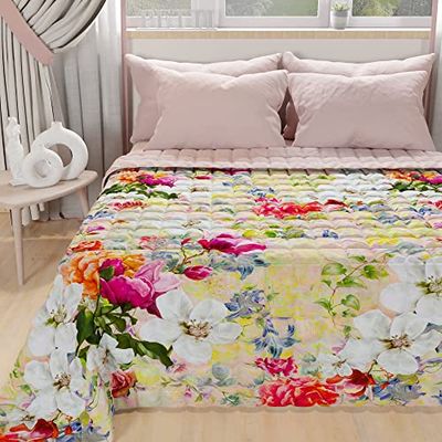 PETTI Artigiani Italiani - Couvre-lit d'été 220x260 cm 100 g/m² Double Face, Couette légère pour lit Une Place et demie, Printemps, Modèle Spring Colorè, 100% Fabriqué en Italie