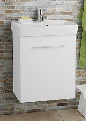 Dansani MMC 0700 Muebles del Paquete Mido, Compuesto de Porcelana Lavabo y Lavabo Armario con 1 Puerta y Mango en Cromo, 52 x 66,4 x 41 cm, Estructura y Frontal en clásico Color Blanco Mate